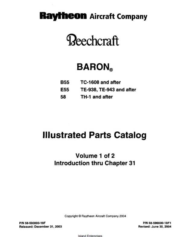 Beechcraft Baron B55 E55 58 Illustrated Parts Catalog