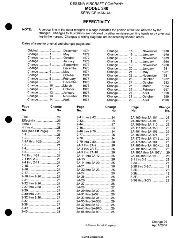 Cessna Model 340 and 340A Service Manual (1972 thru 1984) D930-29-13.2