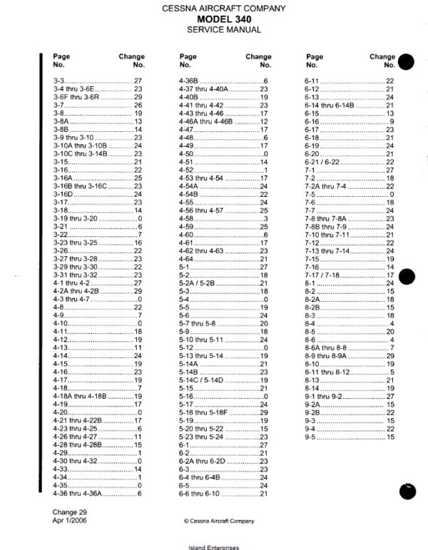 Cessna Model 340 and 340A Service Manual (1972 thru 1984) D930-29-13.3